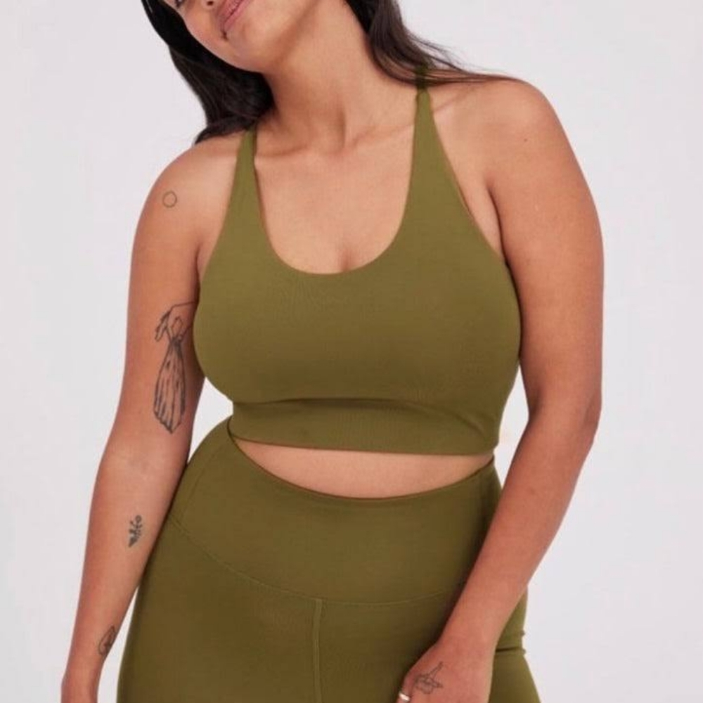 Girlfriend Collective-Cleo Halter Bra-Fern-Medium